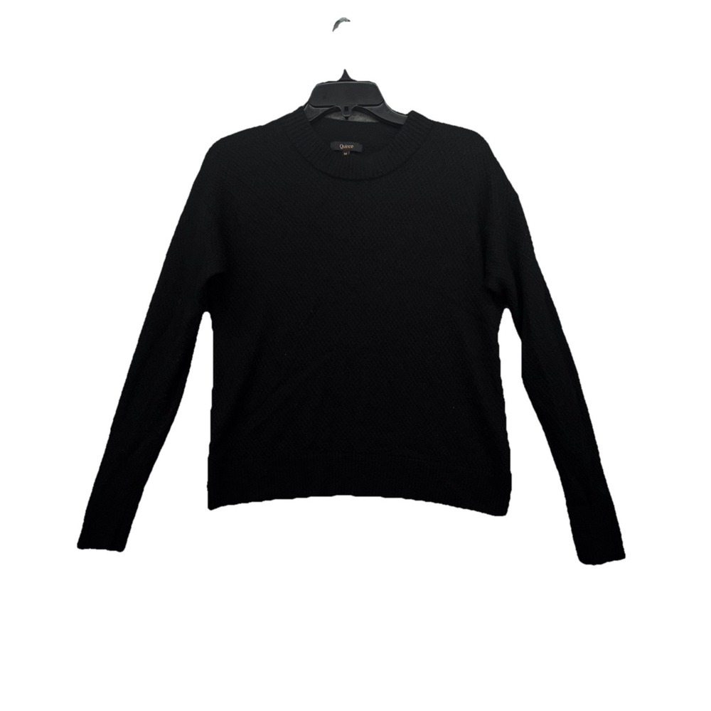 Quince Women's Alpaca Wool Blend Mock Black Texture Sweater Size Medium
